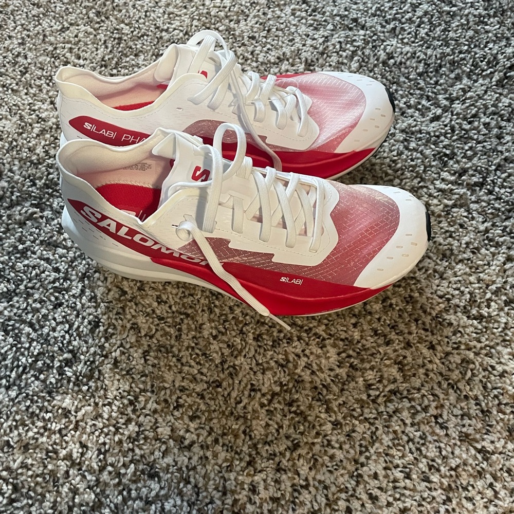 Salomon Red and White Athletic Shoes